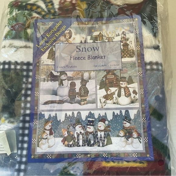 FLEECE Blanket Snow Laurie Korsgaden New in package - Picture 1 of 6
